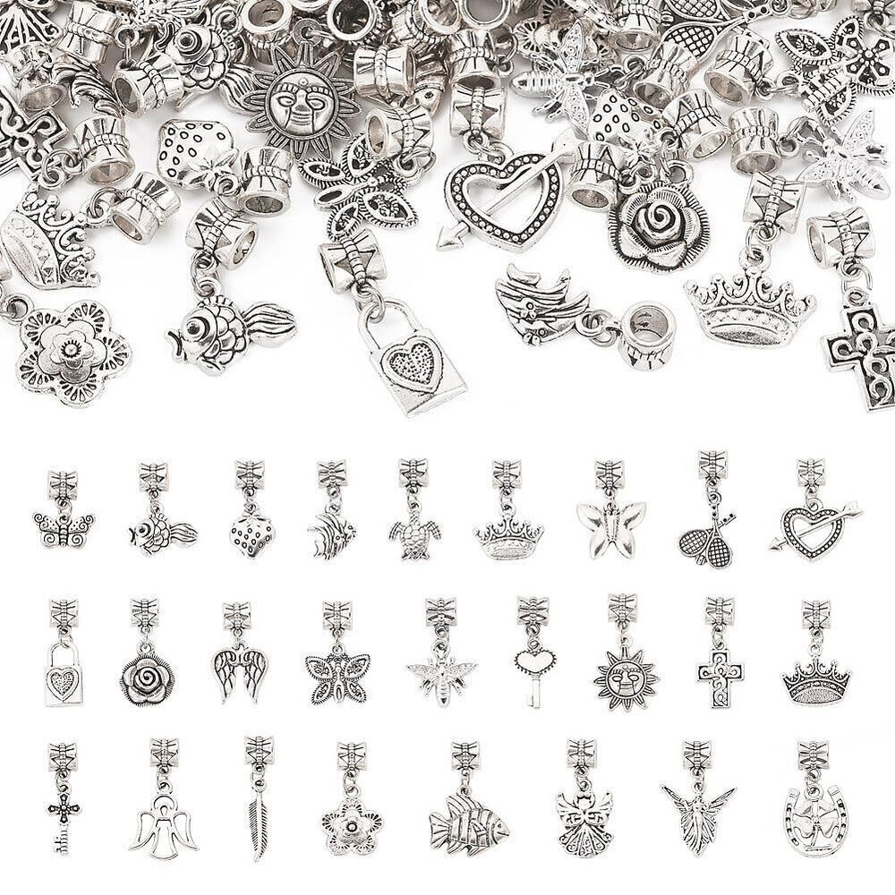 5258 52 Pcs Charms for Jewelry Making Bulk Lots Tiny Assorted Tibetan